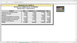 Excel Estado de Cambios en el Patrimonio ejemplo descargar