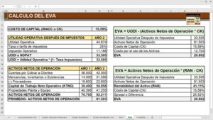 Ejemplo cálculo del EVA en Excel